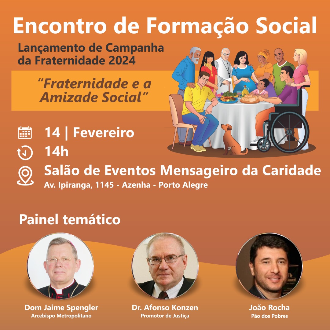 Mensageiros da Caridade receberá lançamento da Campanha da Fraternidade 2024