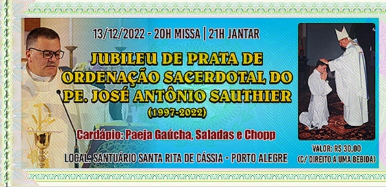 Pe. José Antônio Sauthier celebra no dia 13 de dezembro o Jubileu de Prata