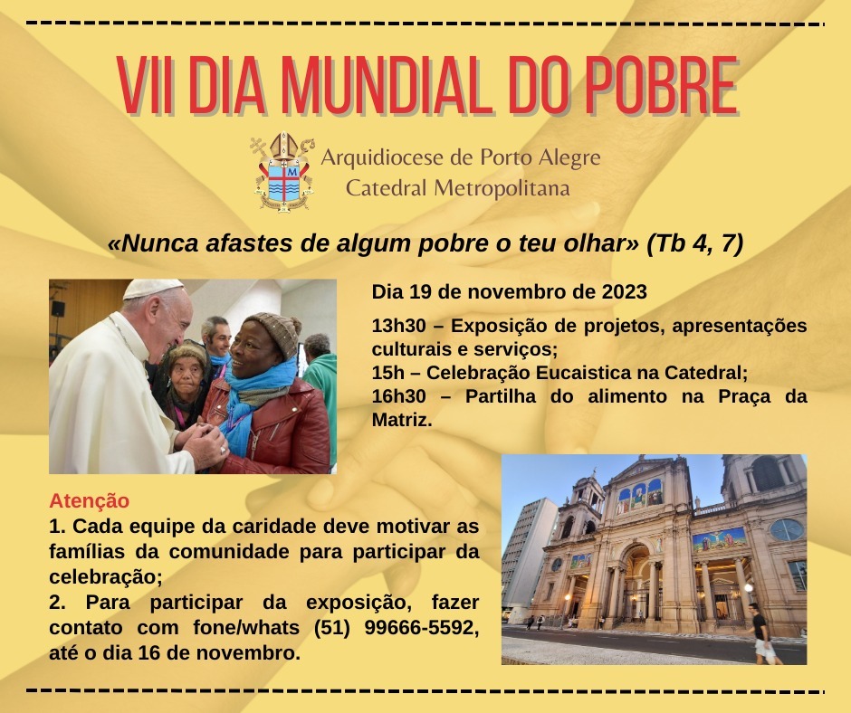 VII Dia Mundial do Pobre será celebrado na Catedral Metropolitana