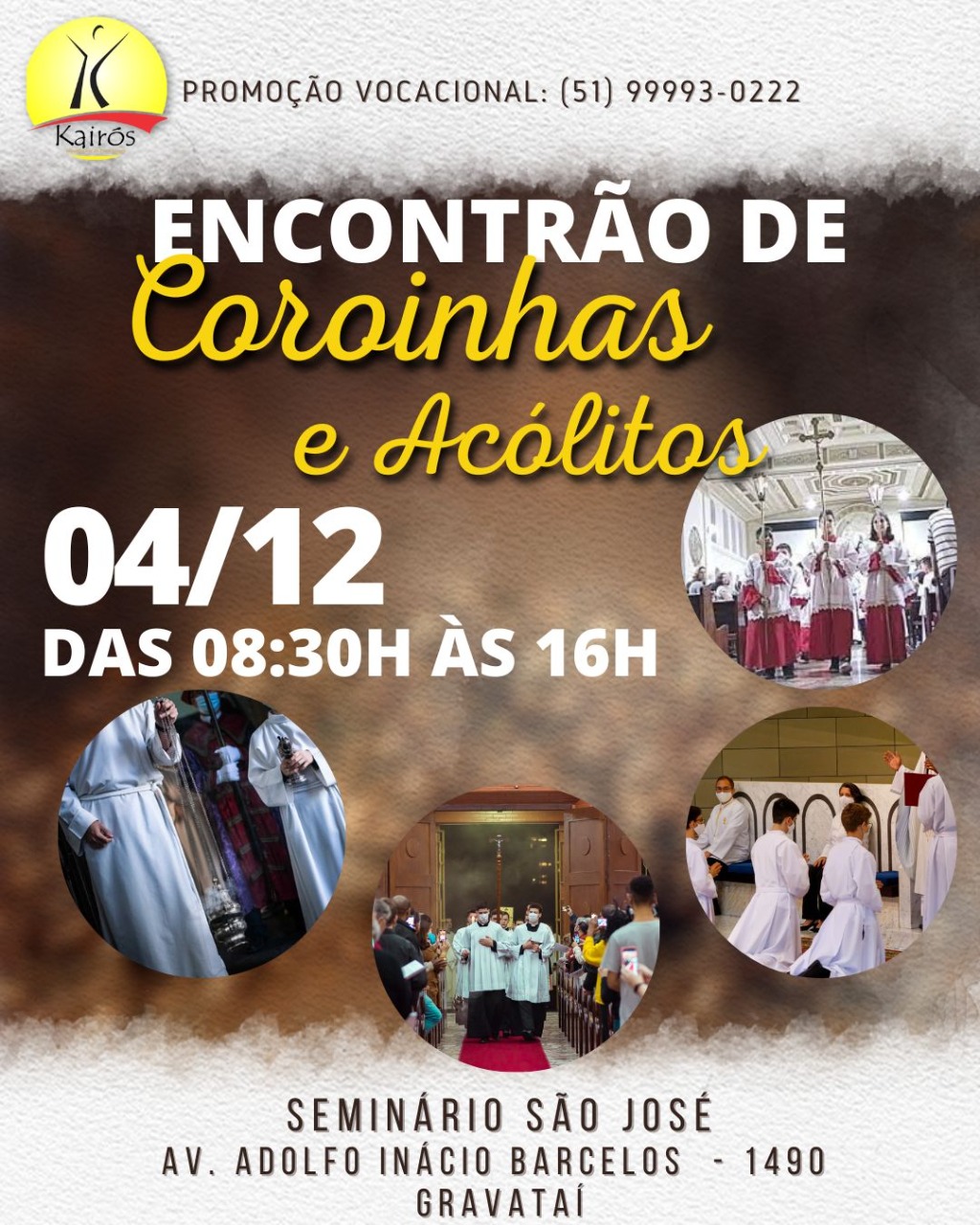 Encontrão de Coroinhas e Acólitos acontece neste domingo