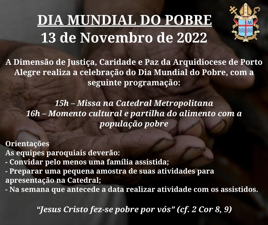 Dia Mundial do Pobre será celebrado no próximo dia 13