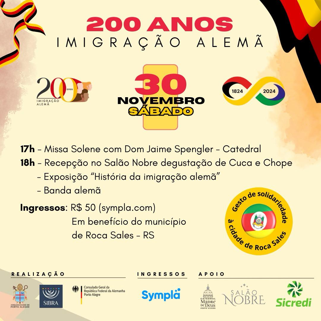 Catedral acolhe celebração dos 200 anos da imigração alemã no RS