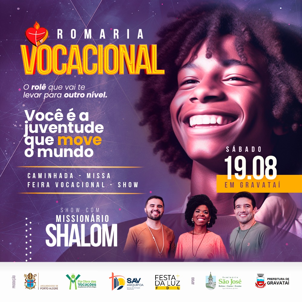 Agende-se: Romaria Vocacional acontece no dia 19 de agosto