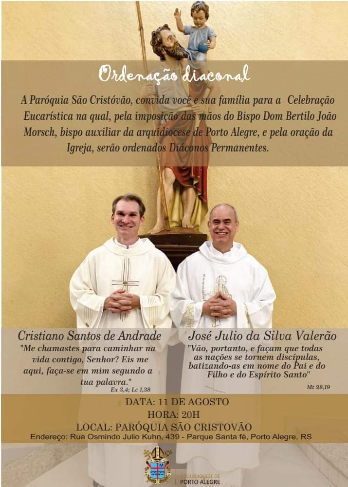 Ordenação de diáconos permanentes na Arquidiocese inicia este mês  em Porto Alegre