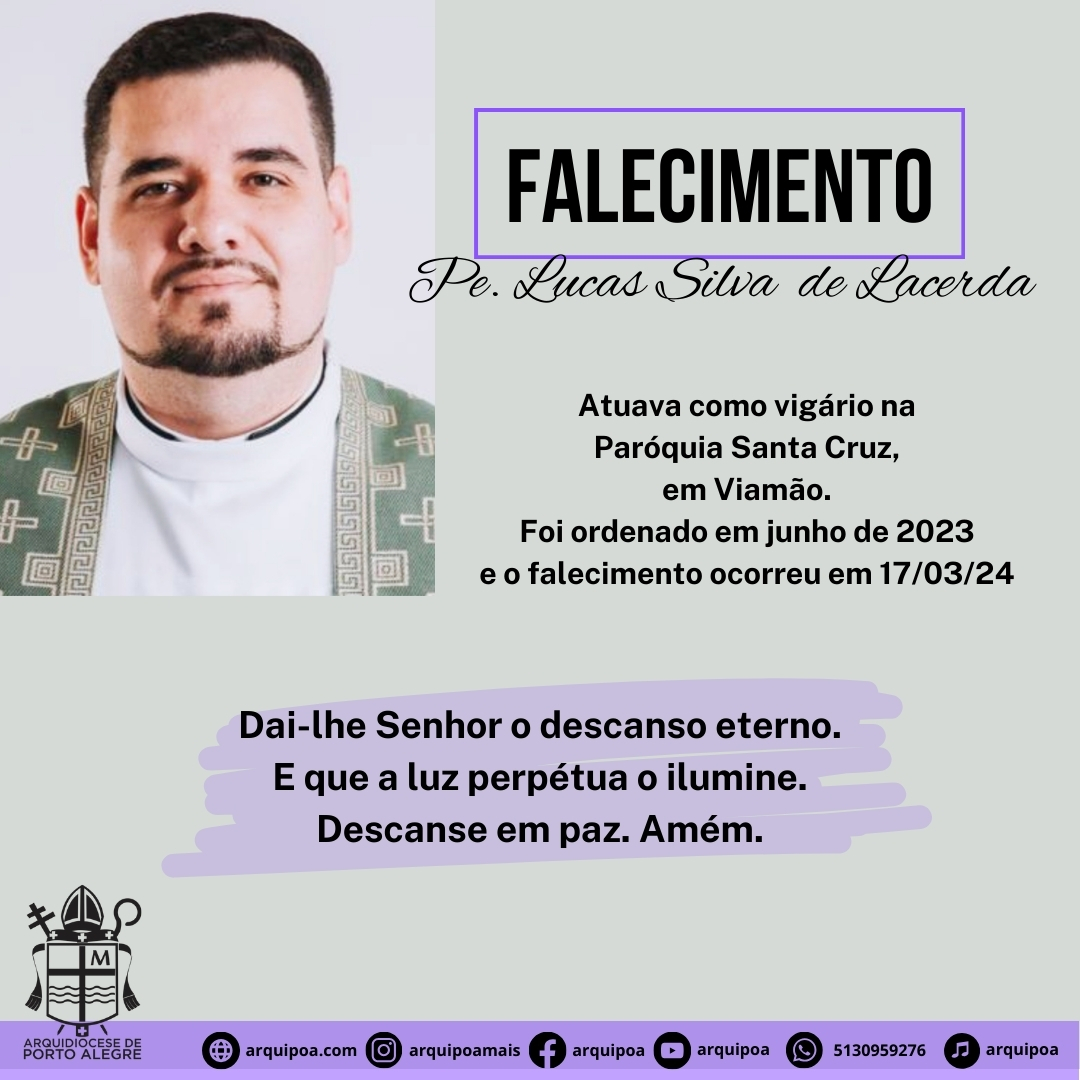 Faleceu o Pe. Lucas Silva de Lacerda