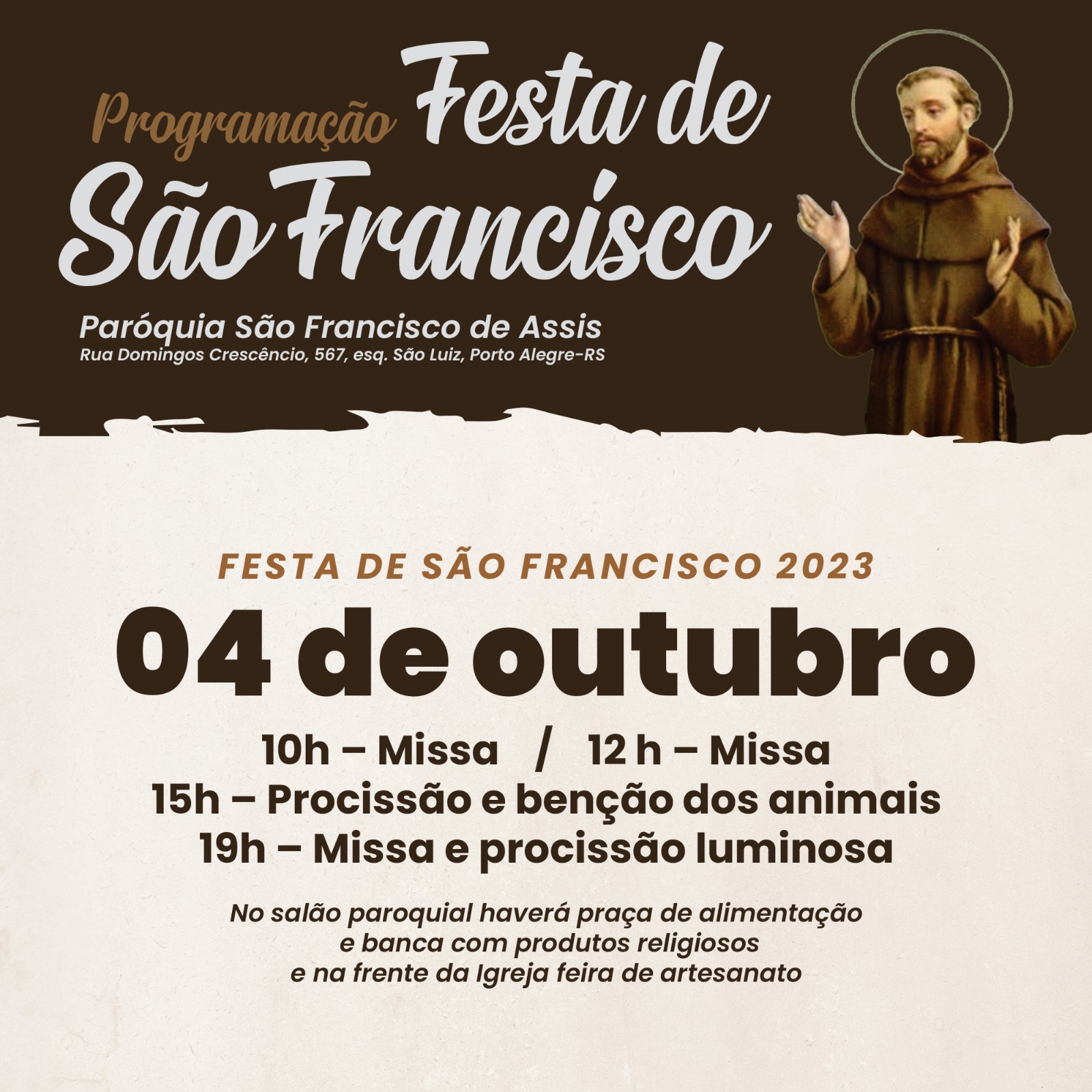 Devoção a São Francisco de Assis é celebrada pelas paróquias da Arquidiocese