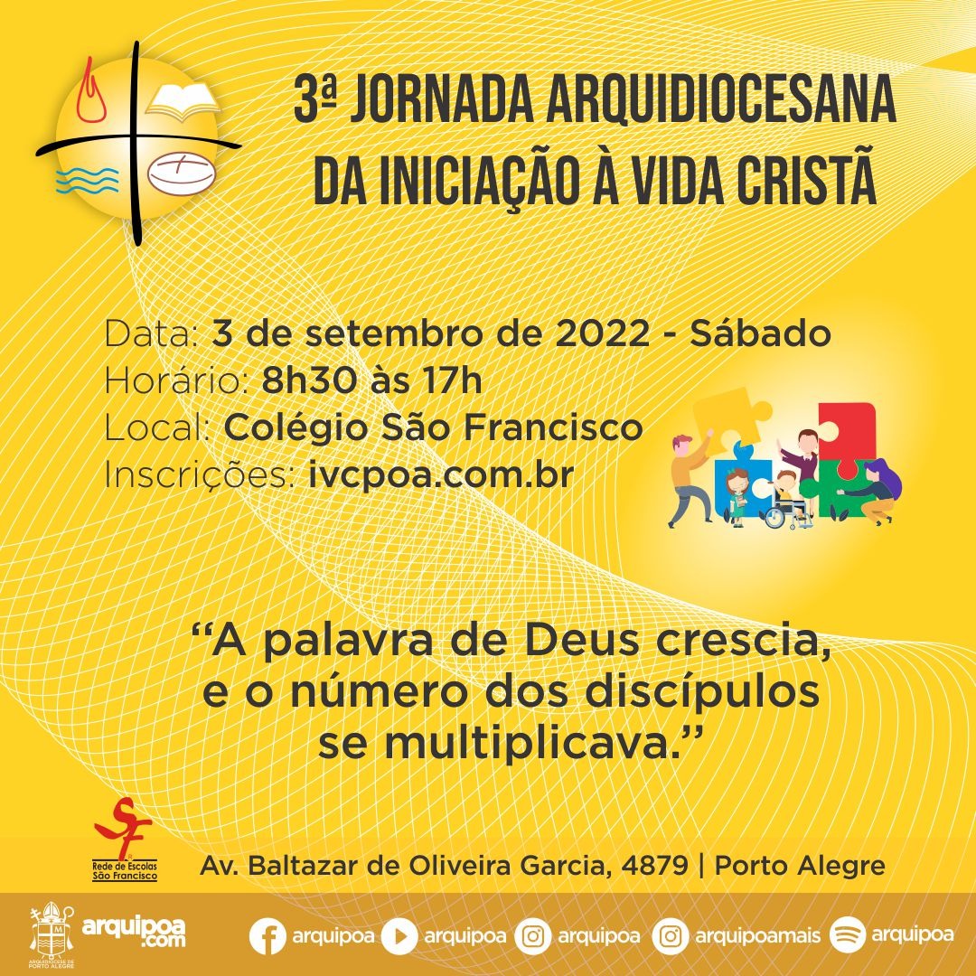 Terceira Jornada Arquidiocesana da IVC acontece neste sábado 