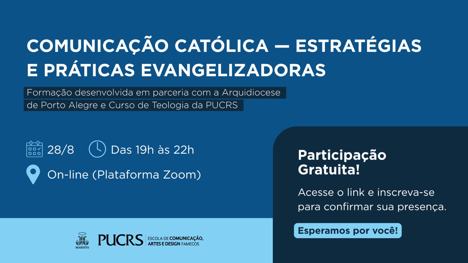 Arquidiocese de Porto Alegre e PUCRS promovem curso gratuito de Comunicação Católica para agentes de Pascom