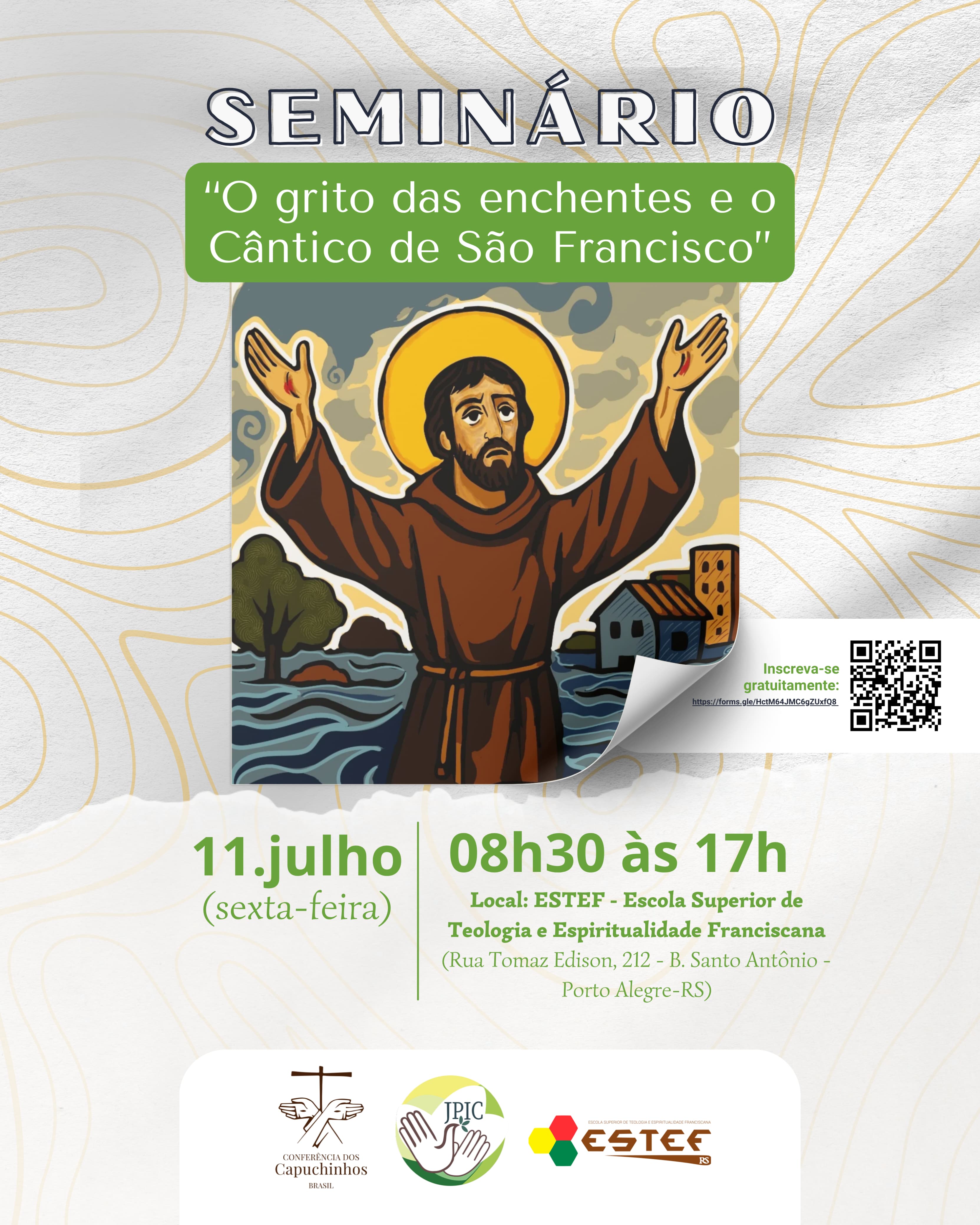 Seminário em Porto Alegre vai refletir sobre enchentes e cuidado com a Casa Comum, inspirado por São Francisco