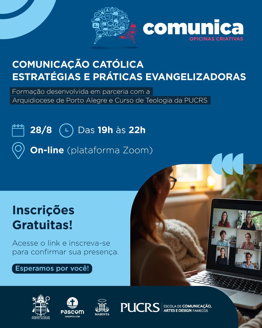 Inscrições abertas para o curso gratuito “Comunicação Católica – Estratégias e práticas evangelizadoras”