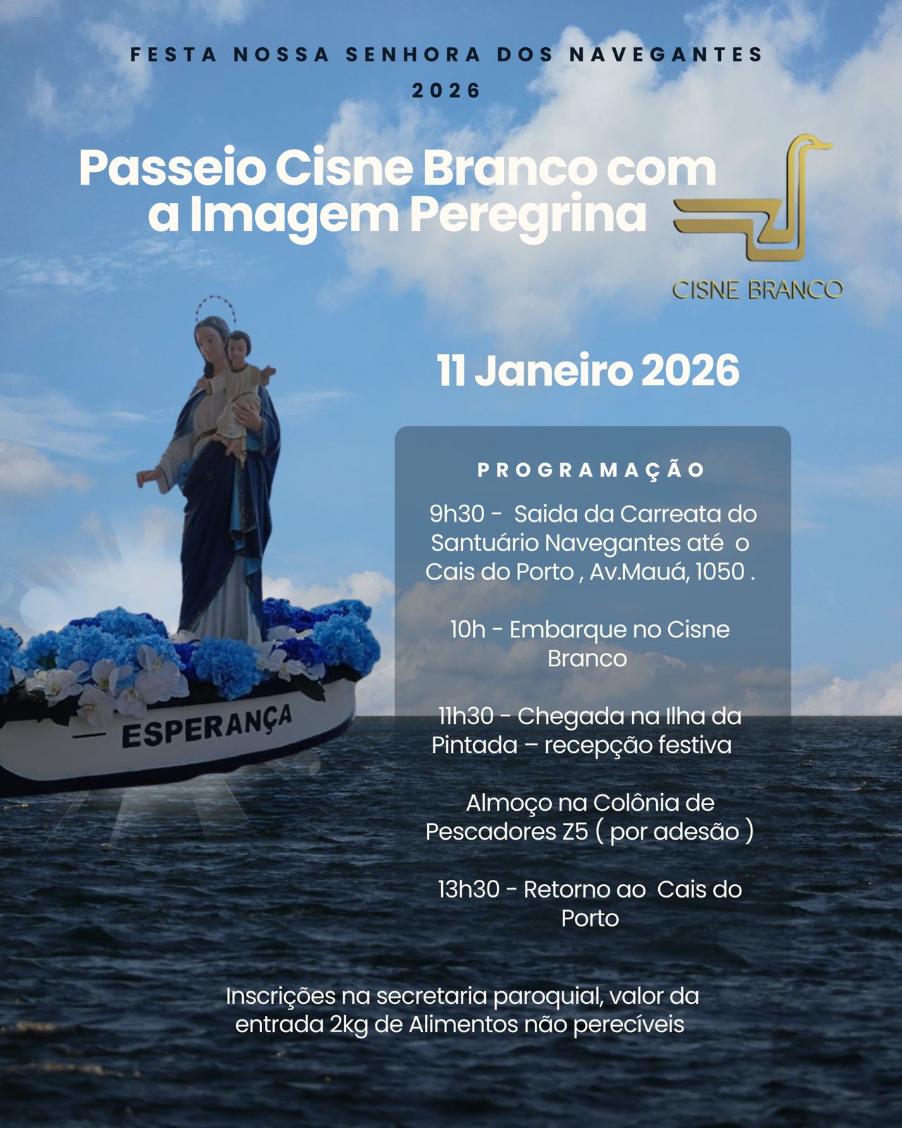 Fé sobre as águas: passeio fluvial marca etapa especial da Festa de Nossa Senhora dos Navegantes