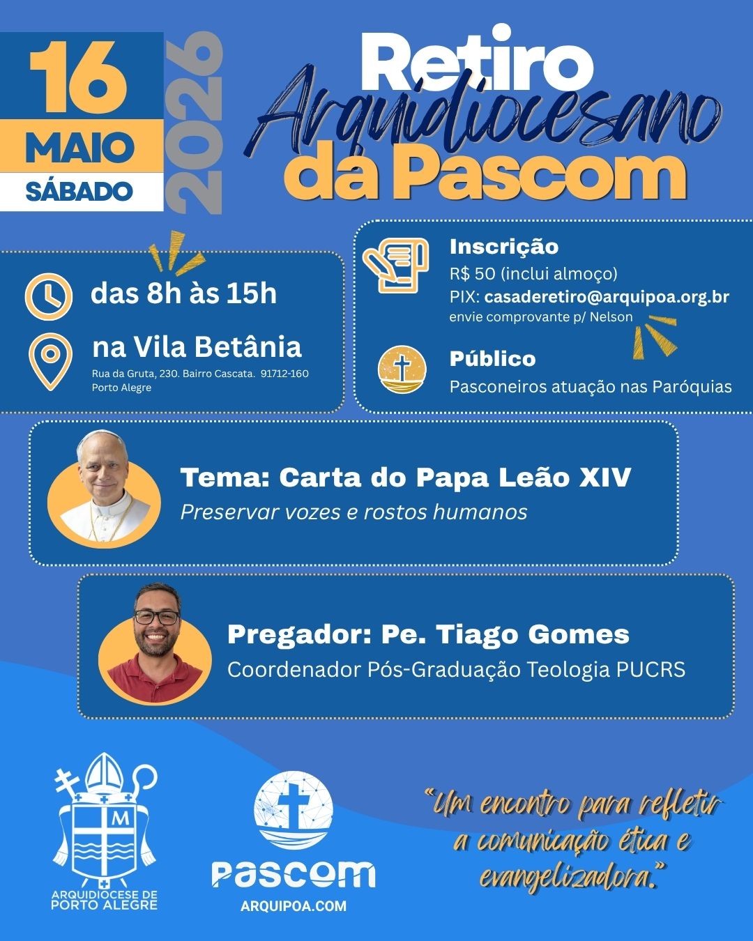 Retiro Arquidiocesano da Pascom reúne agentes para refletir sobre comunicação ética
