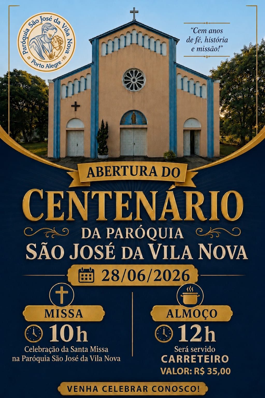 Paróquia São José da Vila Nova inicia celebrações do Centenário neste domingo