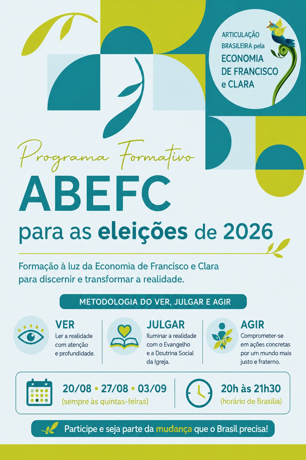 ABEFC promove programa formativo sobre as Eleições 2026 à luz da Economia de Francisco e Clara