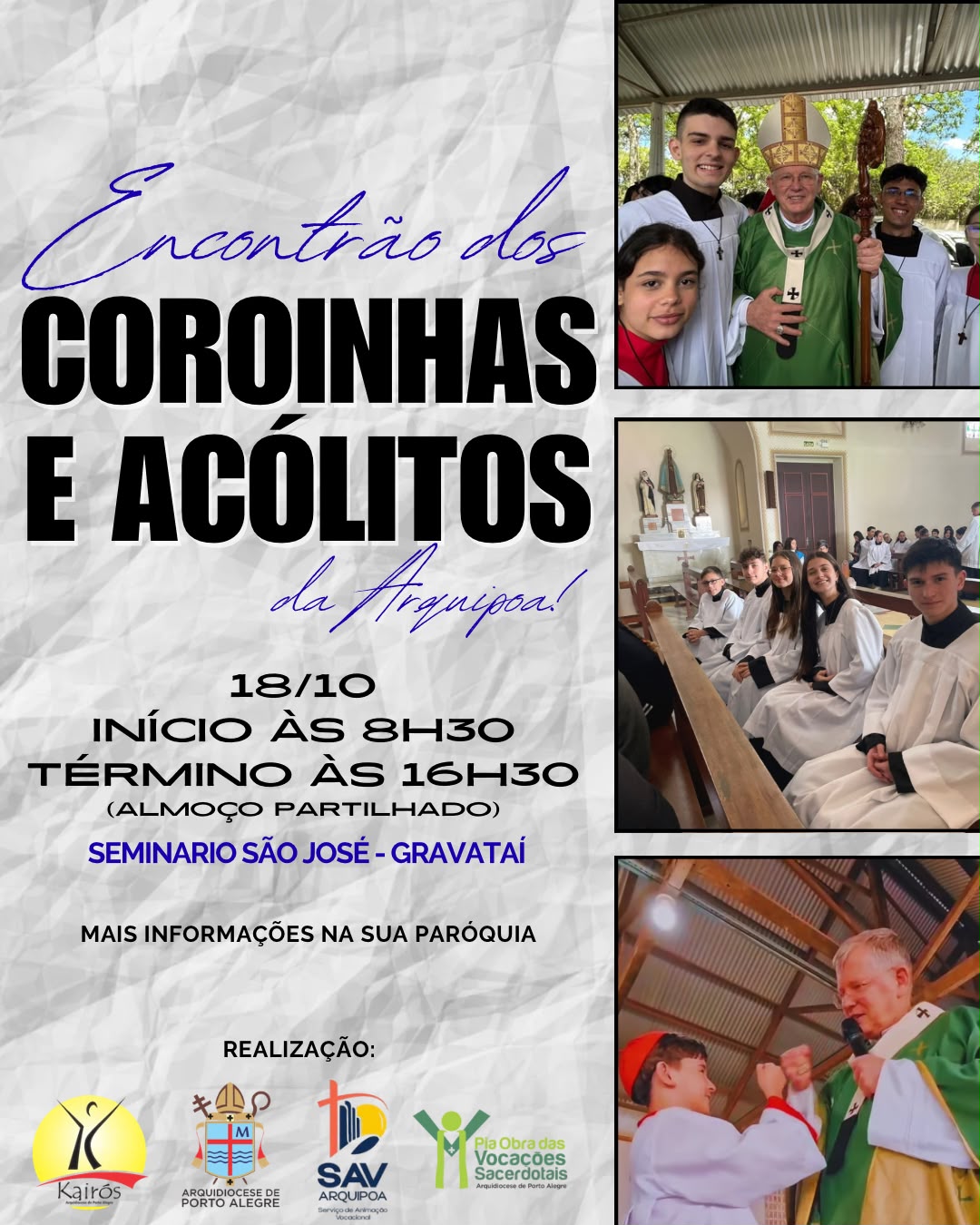 Arquidiocese de Porto Alegre promove Encontrão de Coroinhas e Acólitos