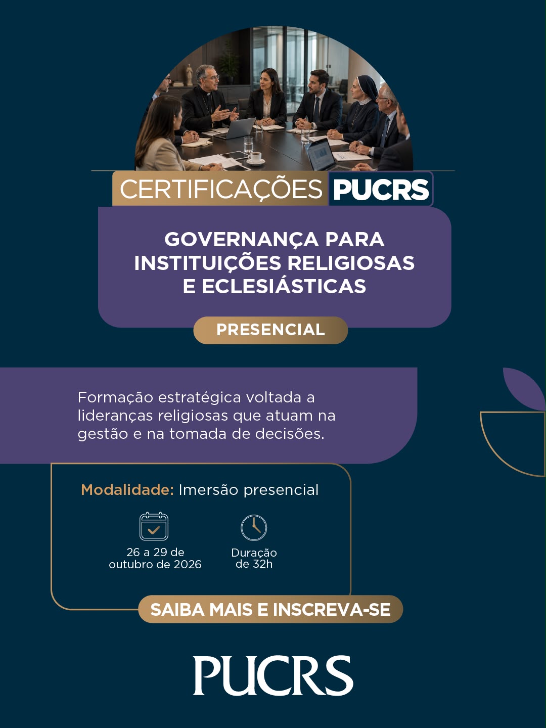 PUCRS promove 2ª edição de certificação em Governança para Instituições Religiosas e Eclesiásticas
