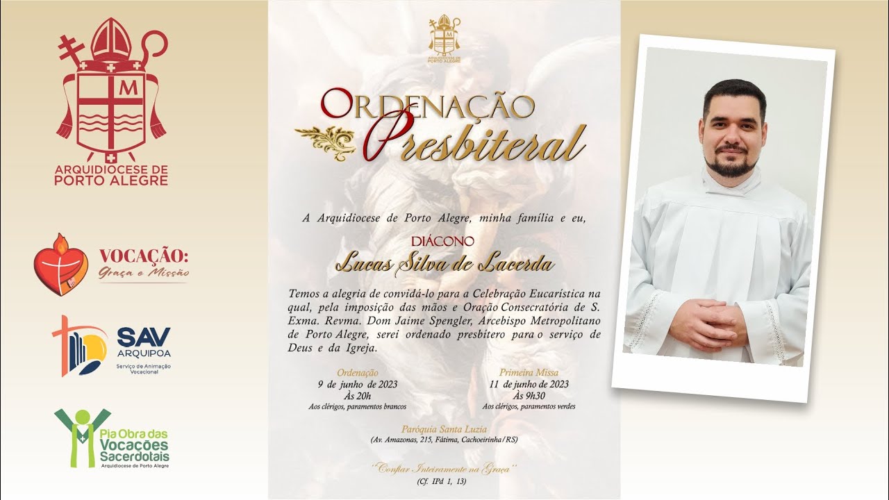 Diácono Lucas de Lacerda será ordenado presbítero nesta sexta-feira